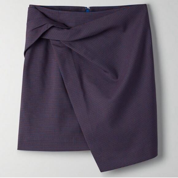 Babaton Plaid Jethro Twisted Skirt | Asymmetrical | Preppy | Size 8 | Fall - Picture 2 of 12